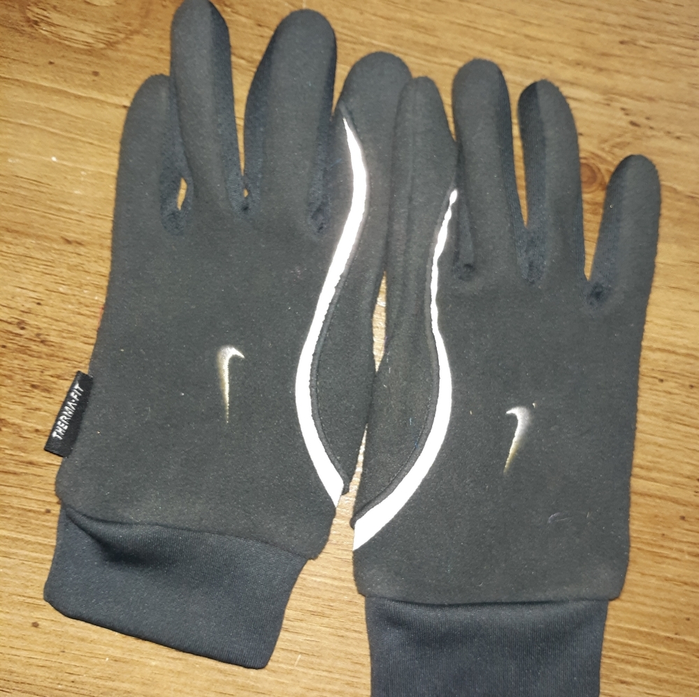 Women's Nike Fleece Running Dark Gray Gloves Size L/XL